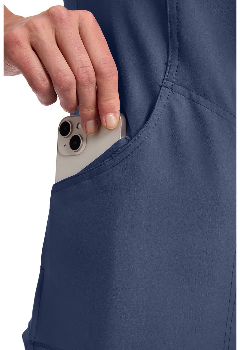 Cherokee Infinity Womens Mock Wrap Scrub Top, 4 Pockets, Rib-Knit Panel, Moisture-Wicking 360Â° Stretch - 2625A, L, Navy - Image 5